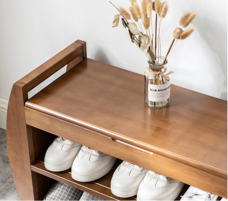 Bamboo Shoe Bench Rack W Removable Cushion Hidden Storage Compartment Side Drawer Entryway Shoe Storage Organizer Shoe Cabinet