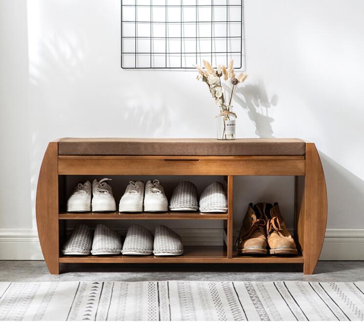 Bamboo Shoe Bench Rack W Removable Cushion Hidden Storage Compartment Side Drawer Entryway Shoe Storage Organizer Shoe Cabinet