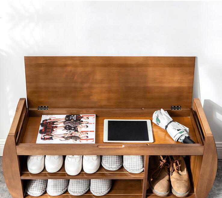 Bamboo Shoe Bench Rack W Removable Cushion Hidden Storage Compartment Side Drawer Entryway Shoe Storage Organizer Shoe Cabinet