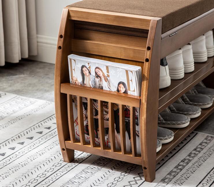 Bamboo Shoe Bench Rack W Removable Cushion Hidden Storage Compartment Side Drawer Entryway Shoe Storage Organizer Shoe Cabinet