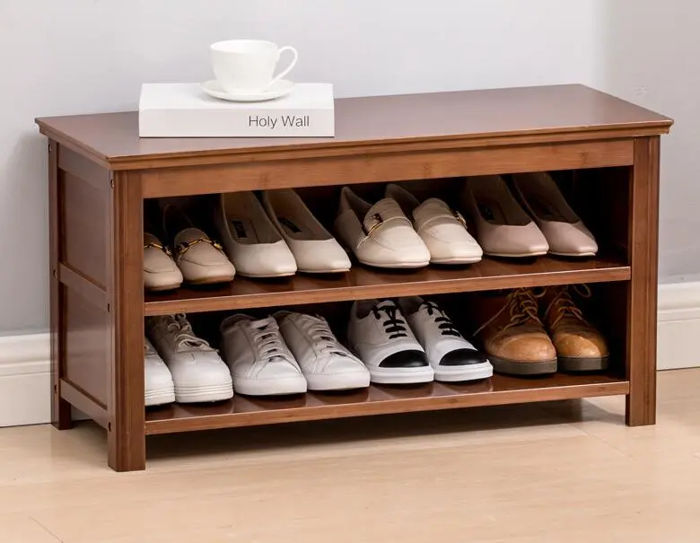 Bamboo Shoe Rack & Shoe Bench Entryway Storage Organizer Multi Function for Hallway Bathroom Living Room Corridor and Garden