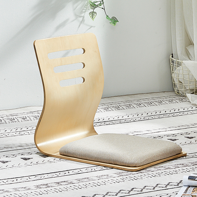 4pcs/lot 2022 New Design Japanese Legless Zaisu Chair Beige Cushion Seat Living Room Furniture Asian Tatami Floor Chair Wood