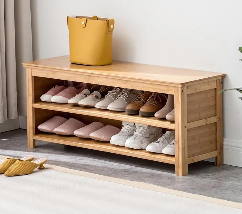 Bamboo Shoe Rack & Shoe Bench Entryway Storage Organizer Multi Function for Hallway Bathroom Living Room Corridor and Garden