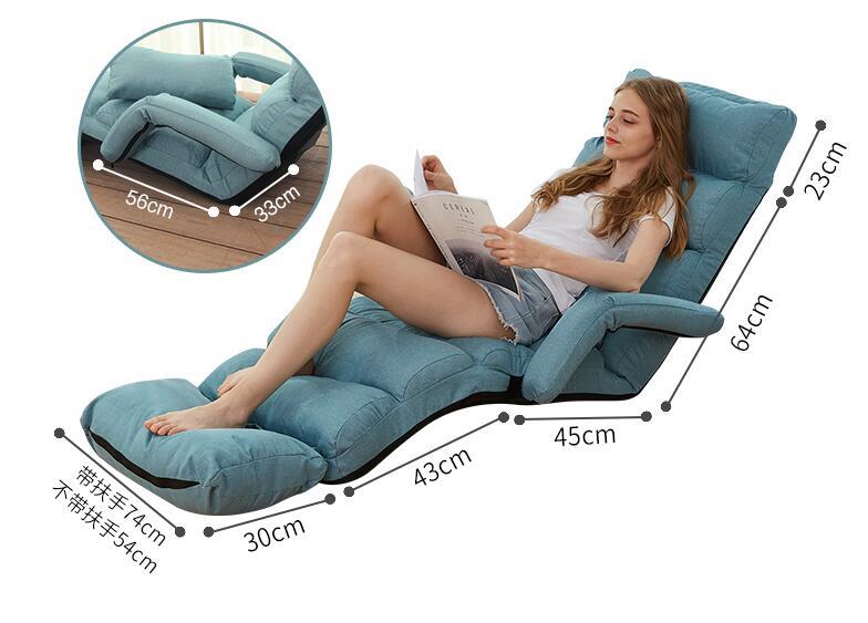 Floor Foldable Fabric Upholstered Chaise Lounge Living Room Furniture Lazy Sofa Daybed Sleeper Lounger Chair Stylish Couch Beds