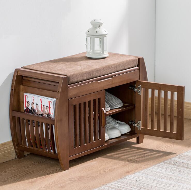 100% Natural Bamboo Shoe Rack Storage Cabinet With 2-Door Hallway Entryway Furniture Organizer Storage Entrance Cabinet Stand