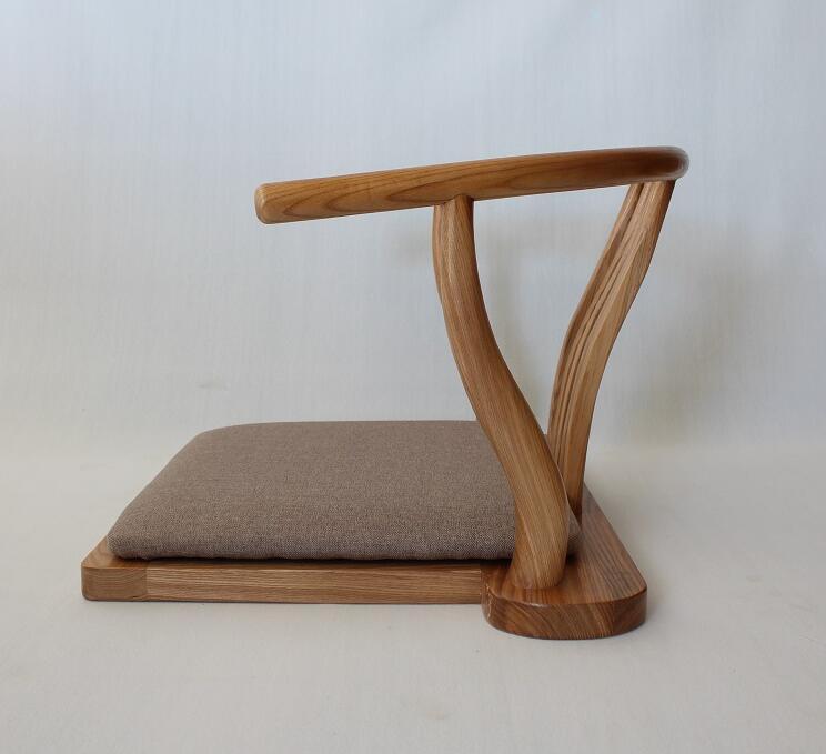 Luxury Padded Cushioned Seating Floor Chair Armchair Japanese Style Solid Wood Tatami Meditation Zaisu Legless Chair For Gaming