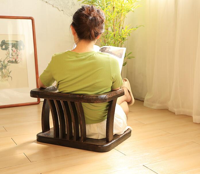 Japanese Style Solid Wood Floor Chair Armchair Tatami Meditation Zaisu Legless Chair Seating For Gaming,Reading,Watching TV
