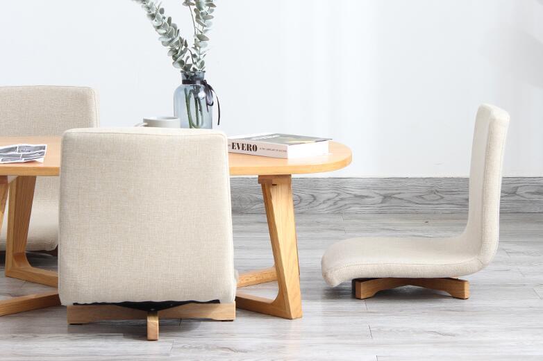 Modern 360-Degree Swivel Floor Chair w/Lumbar Support Japanese Style Home Office Furniture Tatami Zaisu Legless Chair Sitting 4.3