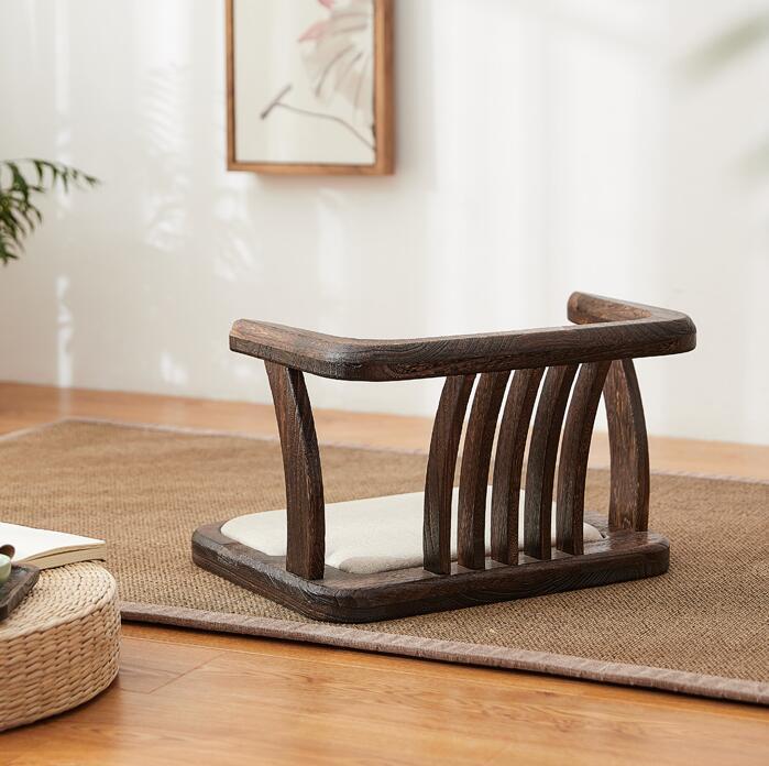 Japanese Style Solid Wood Floor Chair Armchair With Seat Cushion Tatami Zaisu Legless Chair Seating Gaming Reading Watching TV