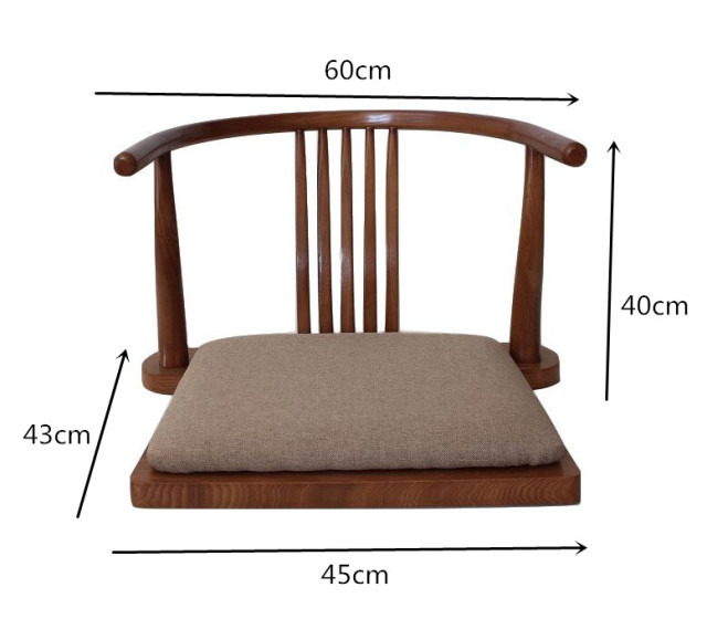 Luxury Padded Cushioned Seating Floor Chair Armchair Japanese Style Solid Wood Tatami Meditation Zaisu Legless Chair For Gaming