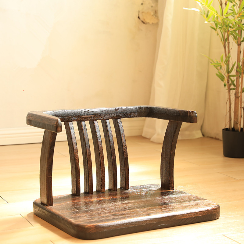Japanese Style Solid Wood Floor Chair Armchair Tatami Meditation Zaisu Legless Chair Seating For Gaming,Reading,Watching TV