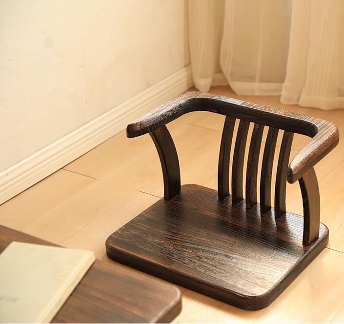 Japanese Style Solid Wood Floor Chair Armchair Tatami Meditation Zaisu Legless Chair Seating For Gaming,Reading,Watching TV