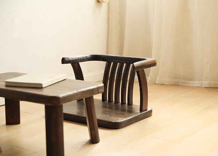 Japanese Style Solid Wood Floor Chair Armchair Tatami Meditation Zaisu Legless Chair Seating For Gaming,Reading,Watching TV