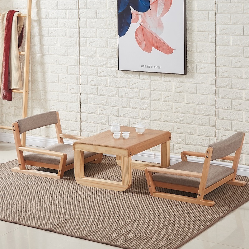 Wood Tatami Zaisu Legless Chair Floor Seating Great for Meditation Games Reading Watching TV Living Room Furniture Accent Chair