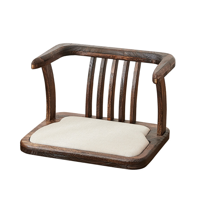 Japanese Style Solid Wood Floor Chair Armchair With Seat Cushion Tatami Zaisu Legless Chair Seating Gaming Reading Watching TV