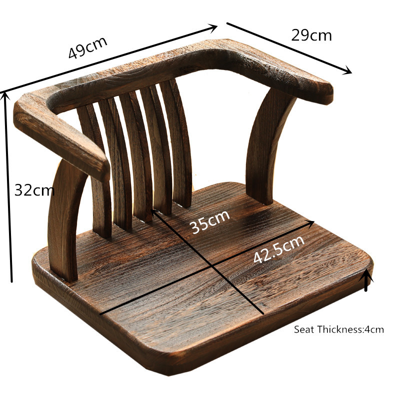 Japanese Style Solid Wood Floor Chair Armchair Tatami Meditation Zaisu Legless Chair Seating For Gaming,Reading,Watching TV