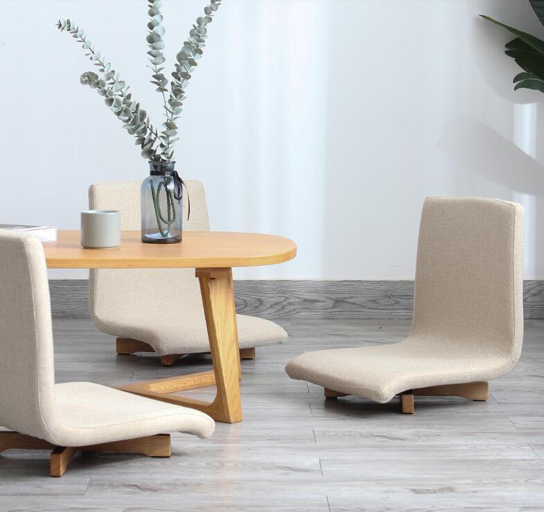Modern 360-Degree Swivel Floor Chair w/Lumbar Support Japanese Style Home Office Furniture Tatami Zaisu Legless Chair Sitting 4.3