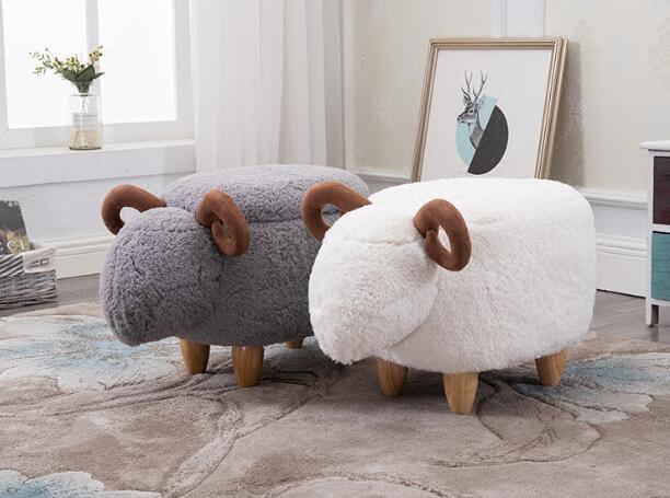 Sheep Storage Stool Animal Ottoman Footrest Stool/Padded Seat with Vivid Adorable Animal-Like Features Storage Ottoman Bench