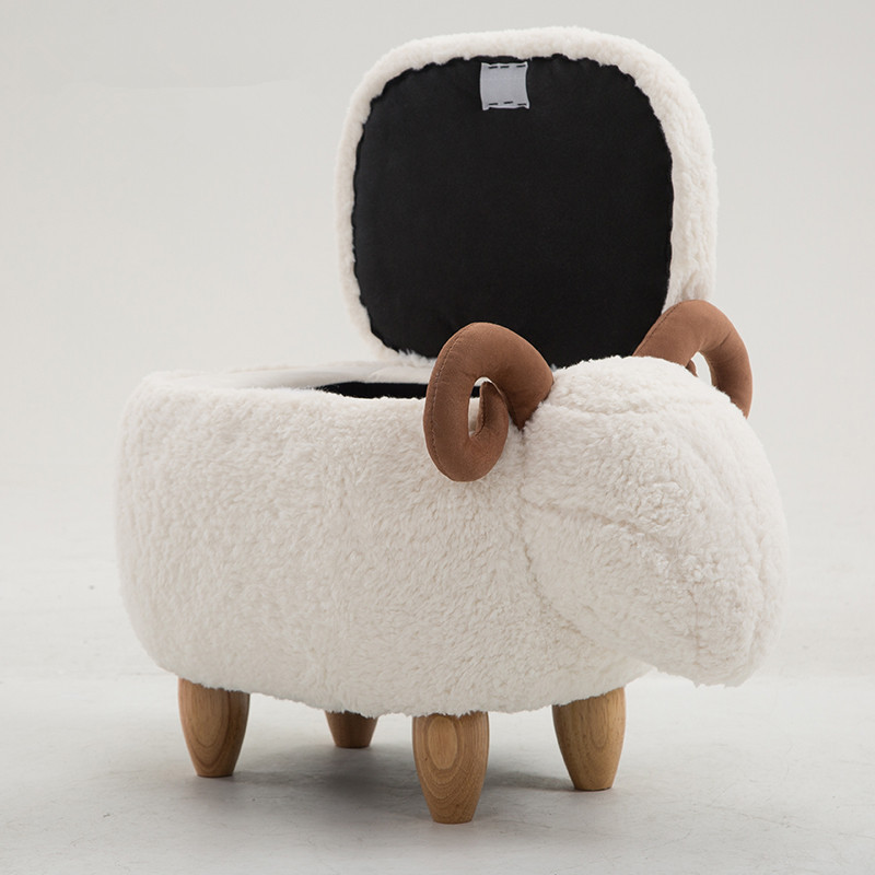 Sheep Storage Stool Animal Ottoman Footrest Stool/Padded Seat with Vivid Adorable Animal-Like Features Storage Ottoman Bench