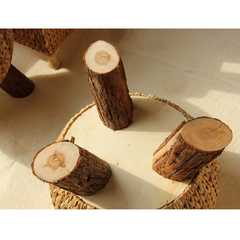 Rattan Handmade Rustic Round Footstool Household Multi functional Wooden 3 Leg Portable Wicker Ottoman Footrest Comfortable Gift