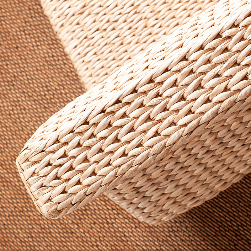 Handmade Straw&Rattan Japanese Floor Legless Chair Tatami Zaisu Backrest Chair for Balcony Bay Window Office Living Room Bedroom