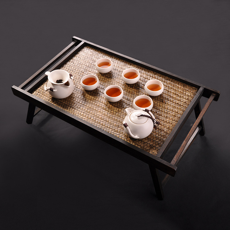 Wooden Tray Table For Breakfast Bed Serving Tray Foldable Legs Living Room Furniture Folding Bamboo Snack Tea Tray Table Design