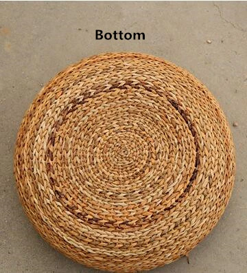 Handcrafted Eco-friendly Breathable Padded Knitted Straw Seat Cushion Banana Bark Pouf Ottoman Floor Seating Tatami Furniture