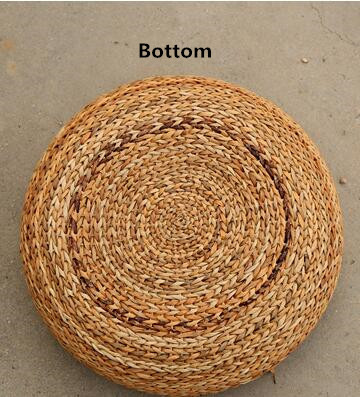 Handcrafted Eco-friendly Breathable Padded Knitted Straw Seat Cushion Banana Bark Pouf Ottoman Floor Seating Tatami Furniture