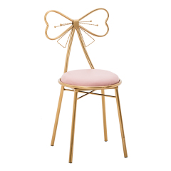 Nordic Backrest Makeup Chair Gold Iron Leg Bow Tie Barstool With Seat Cushion Salon Spa Cafe Pub Kitchen Dressing Chair