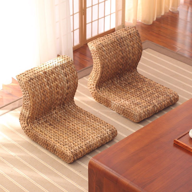 Handmade Japanese Floor Legless Chair Sitting Room Furniture Asian Traditional Tatami Zaisu Backrest Chair for Balcony Bay