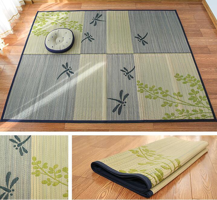 Foldable Floor Large Rug Carpet Rectangle 176x230cm Grass Rush Tatami Mat Summer Living Room Mattress Portable Oriental Carpet