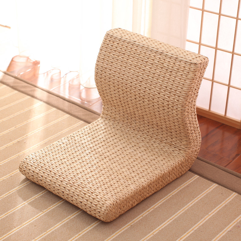 Handmade Japanese Floor Legless Chair Sitting Room Furniture Asian Traditional Tatami Zaisu Backrest Chair for Balcony Bay