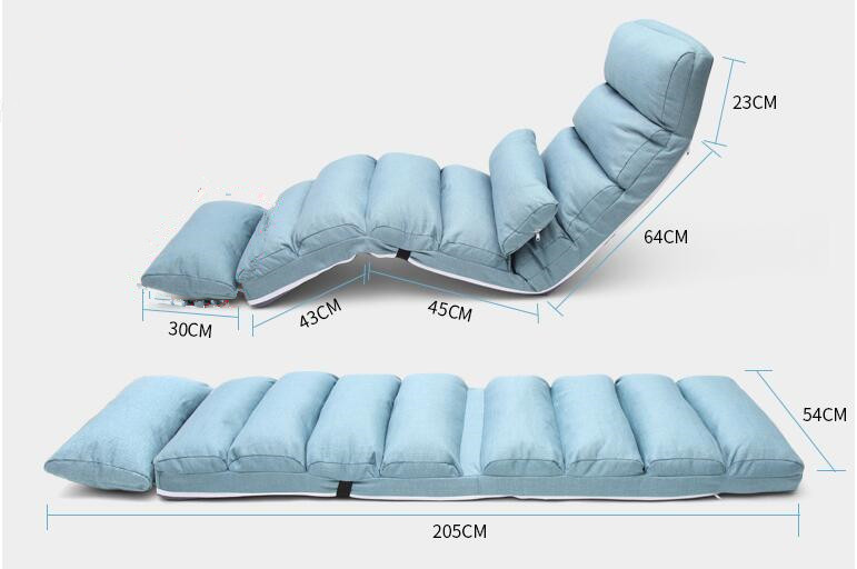 Modern Sofa Bed Lounge Upholstered Chaise Indoor Living Room Reclining Chair 5 Color Floor Folding Adjustable Sleep Lounger