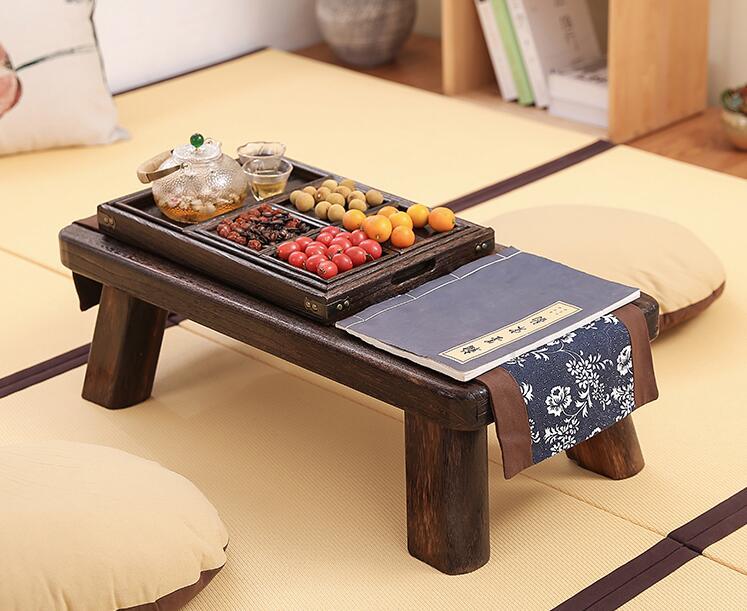 Small Japanese Tea Table Traditional Rectangle Paulownia Wood Asian Antique Furniture Living Room Low Floor Table For Dining