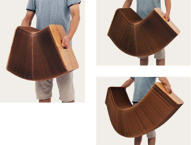 Kraft Paper Folding Stool Bench Paper Furniture Organ Shaped Chair Ideal for Home/Outdoor Decor Bench Seat Long Chair