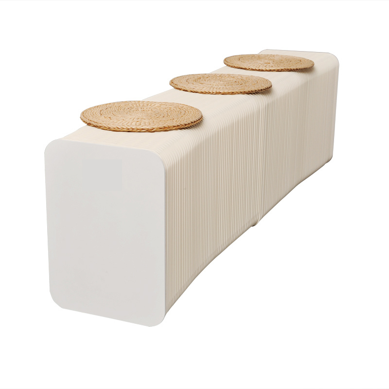 Kraft Paper Folding Stool Bench Paper Furniture Organ Shaped Chair Ideal for Home/Outdoor Decor Bench Seat Long Chair