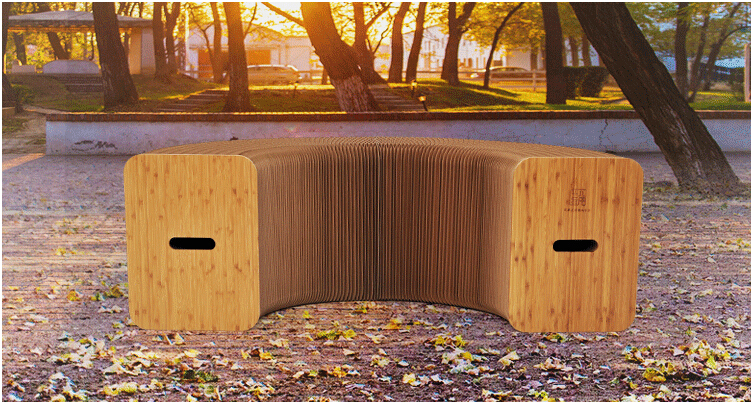Kraft Paper Folding Stool Bench Paper Furniture Organ Shaped Chair Ideal for Home/Outdoor Decor Bench Seat Long Chair