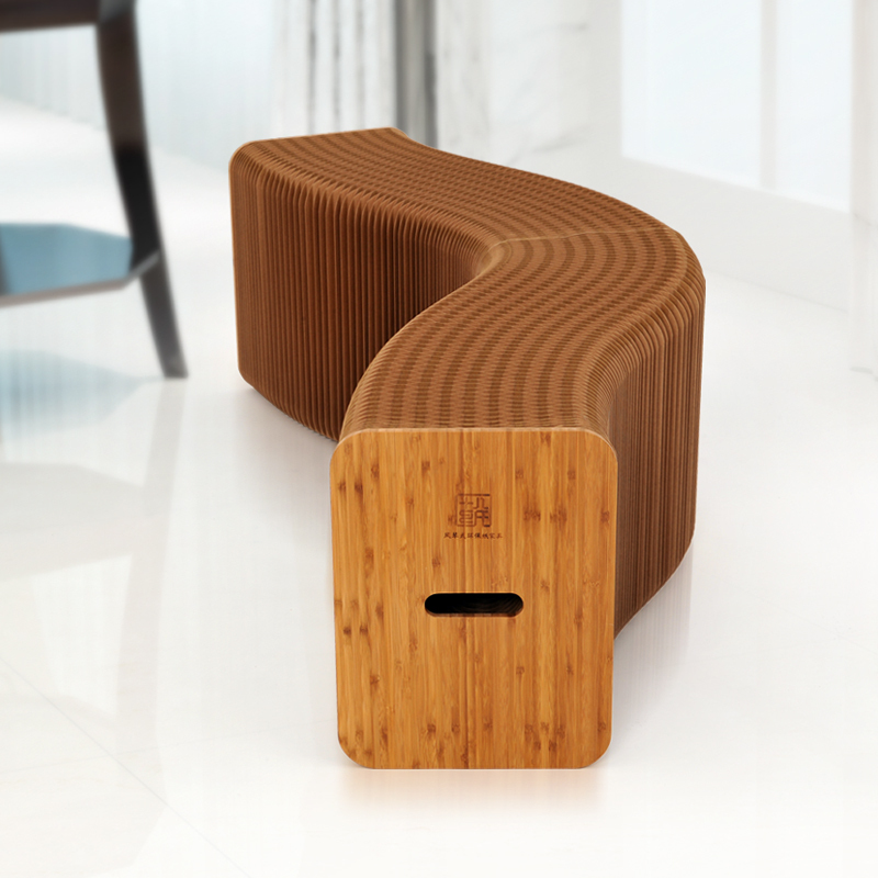 Kraft Paper Folding Stool Bench Paper Furniture Organ Shaped Chair Ideal for Home/Outdoor Decor Bench Seat Long Chair