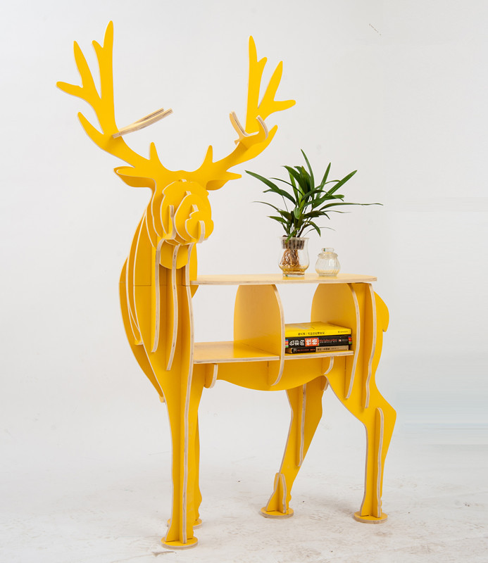 Large Book Rack Bookcase Display Storage Furniture for CDs, Movies &Books Animal Deer Display Bookrack Wooden Bookcase Shelves