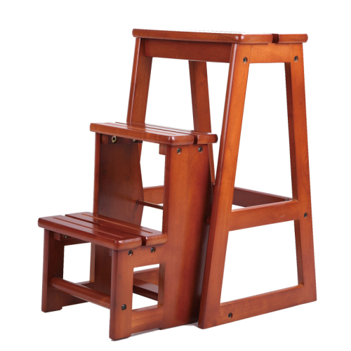Modern Multi-functional Three-Step Library Ladder Chair Kitchen Furniture Folding Wooden Stool Chair Step Ladder For Home