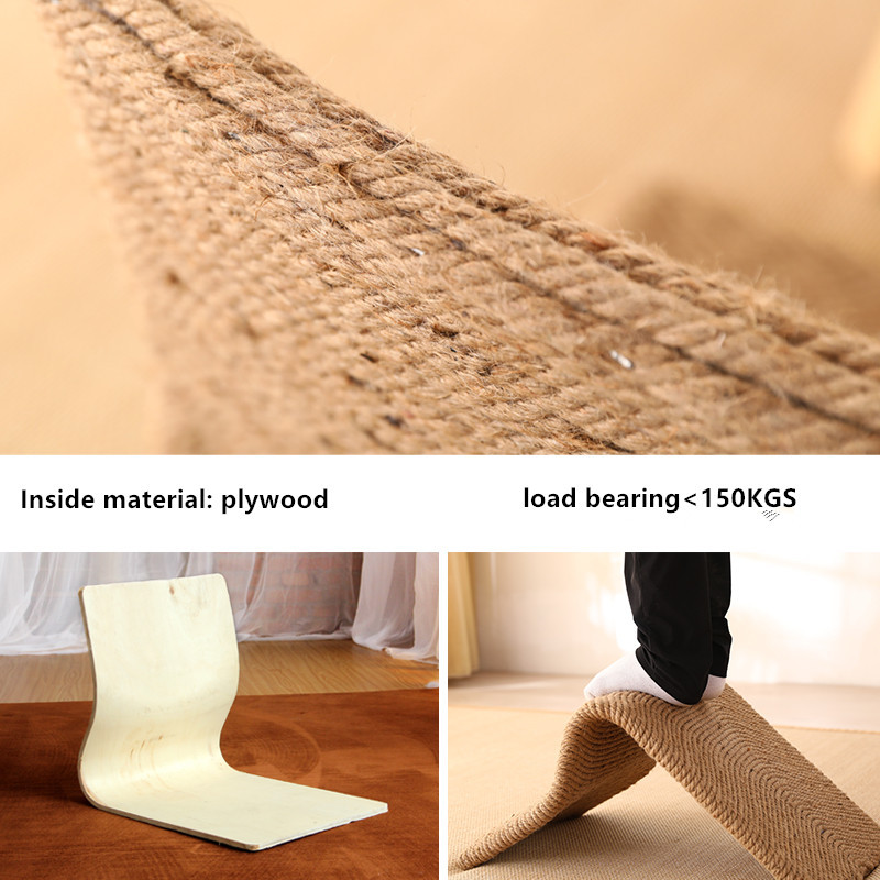 2pcs/lot Japanese Style Floor Chair Handcrafted Eco-Friendly Padded Knitted Hemp Chair with Backrest Meditation Zaisu Chair