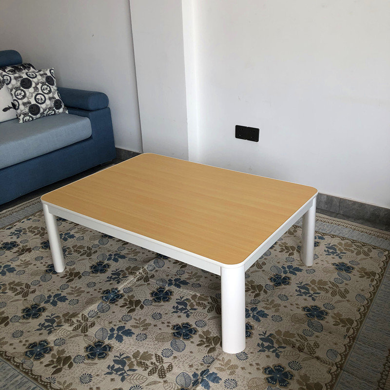 Kotatsu Japanese Table Top Reversible Natural/Yellow Rectangle 105x75cm Kotatsu Foot Warmer Heated Floor Low Tea Table No Heater