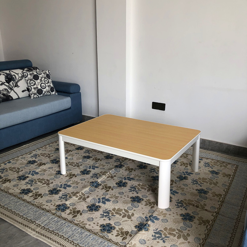 Kotatsu Japanese Table Top Reversible Natural/Yellow Rectangle 105x75cm Kotatsu Foot Warmer Heated Floor Low Tea Table No Heater