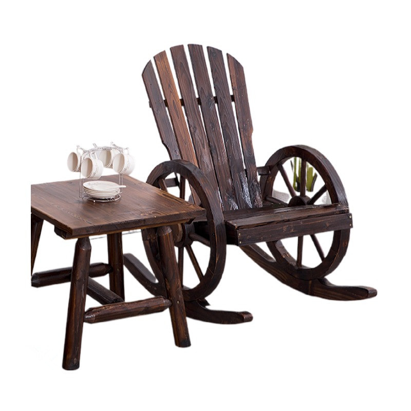 Wagon Wheel Wood Adirondack-Style Garden Chair Garden Furniture Rocking Chair Rocker Patio Garden Wooden Bench Outdoor Furniture