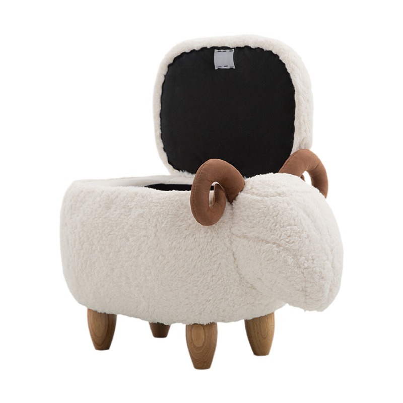 Sheep Storage Stool Animal Ottoman Footrest Stool/Padded Seat with Vivid Adorable Animal-Like Features Storage Ottoman Bench