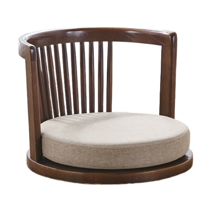 Japanese Zaisu Meditation Chair with Armrests with Back Support Asian Traditional Floor Tatami Chair Armchair Solid Ash Wood