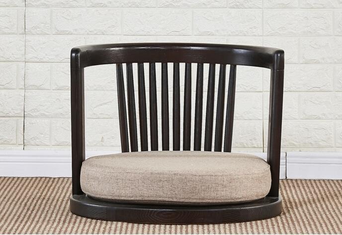 Japanese Zaisu Meditation Chair with Armrests with Back Support Asian Traditional Floor Tatami Chair Armchair Solid Ash Wood