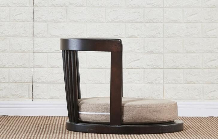 Japanese Zaisu Meditation Chair with Armrests with Back Support Asian Traditional Floor Tatami Chair Armchair Solid Ash Wood