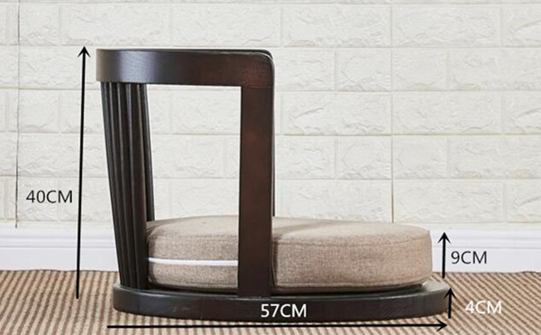 Japanese Zaisu Meditation Chair with Armrests with Back Support Asian Traditional Floor Tatami Chair Armchair Solid Ash Wood