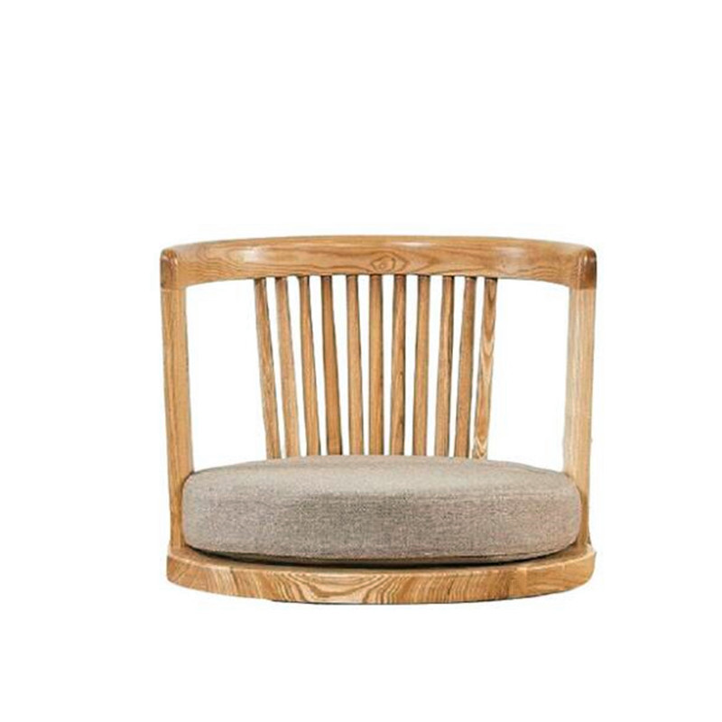 Japanese Zaisu Meditation Chair with Armrests with Back Support Asian Traditional Floor Tatami Chair Armchair Solid Ash Wood